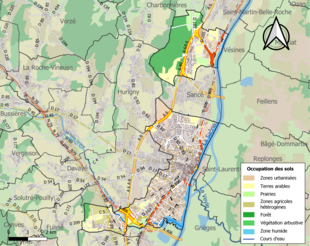 Carte en couleurs présentant l'occupation des sols.