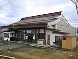 ホーム側から駅舎を見る