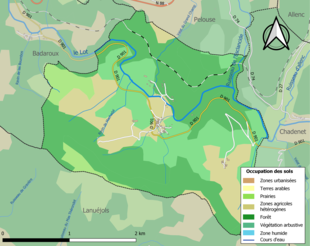 Carte en couleurs présentant l'occupation des sols.