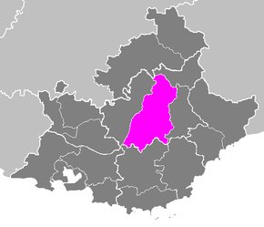 Arrondissement Digne-les-Bains na mapě regionu Provence-Alpes-Côte d'Azur