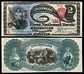 A National Currency National Bank Note sorozatba tartozó, a "First National Bank of Emporia, Kansas" (Charter 1915) által 1872-ben kibocsátott 2 dolláros bankjegy.