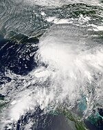 Tropical Storm Alberto near peak intensity