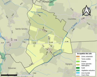 Carte en couleurs présentant l'occupation des sols.