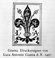 Signet der Buchdruckerfamilie der Giunti, 1497