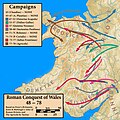 Campagnes dans le pays de Galles, dont celles d'Agricola (77-78)