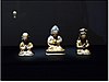 Vairocana Buddha (middle figure), 1628. Gilt bronze, h. 12.6 cm. Monk (left), 1628. Giltbronze, h. 9.7 cm. National Museum of Korea.