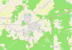 Mapa konturowa Cegłowa, blisko centrum na dole znajduje się punkt z opisem „Cmentarz mariawickiw Cegłowie”