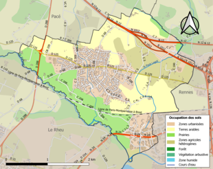 Carte en couleurs présentant l'occupation des sols.