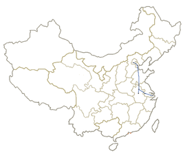 Netwerkkaart van de Hogesnelheidslijn Peking-Shanghai Jinghu hogesnelheidslijn