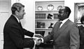 Yoweri Museveni meeting with Reagan in the Oval Office, October