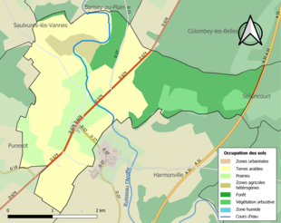 Carte en couleurs présentant l'occupation des sols.