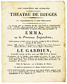 Flyer for an opera performance in 1835 in Bruges (Belgium)