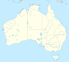 Mapa konturowa Australii, na dole po prawej znajduje się punkt z opisem „Royal Australian Air Force Museum”