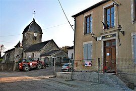 The church and town hall in Courcelles-sur-Blaise