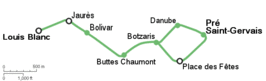 Parijse metrolijn 7bis op de kaart