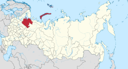 Arkhangelsk oblasts placering i Rusland