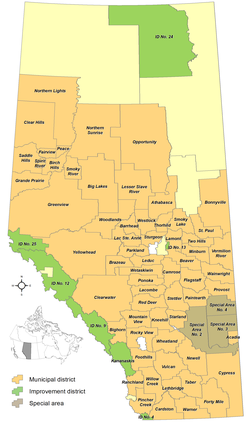 Locations of Alberta's rural municipalities