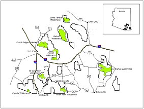 نقشه جنگل ها و پارک های ملی جنوب آریزونا