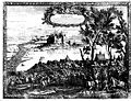 English: Castle in Zawichost in 1656 Polski: Zamek w Zawichoście w 1656