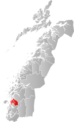 Mapa do condado de Møre og Romsdal com Vevelstad em destaque.