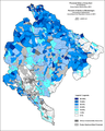 Удео Срба у Црној Гори по насељима 2011. године