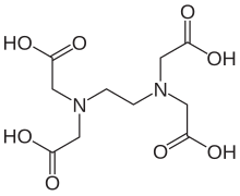 Skeletal formula of ethylenediaminetetraacetic acid