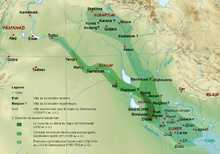 Carte montrant la Mésopotamie à l'époque de Hammurabi.