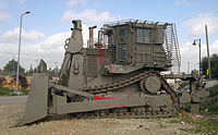 IDF Caterpillar D9R armored bulldozer with add-on slat armor