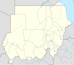 Stadens läge i Sudan.