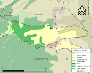 Carte en couleurs présentant l'occupation des sols.