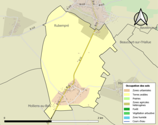 Carte en couleurs présentant l'occupation des sols.