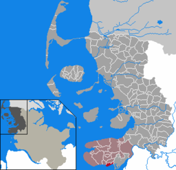 Läget för kommunen Vollerwiek i Kreis Nordfriesland