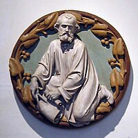 Atelier Cuypers & Stoltzenberg. Portrait of Pierre Cuypers . Ca. 1857-1858. paint on plaster medium QS:P186,Q174219;P186,Q274988,P518,Q861259 . diameter: 58 cm dimensions QS:P2386,58U174728 Roermond, Cuypershuis.