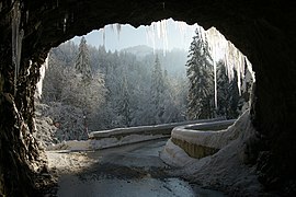 road to the mountain village Ebnit, Austria