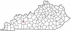 Location of Powderly, Kentucky