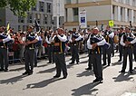 Défilé du bagad au Festival interceltique de Lorient 2011.