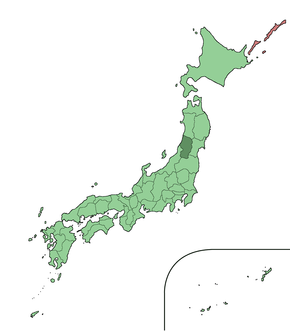 Poloha prefektury Jamagata na mapě Japonska