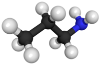 Ball and stick model of propylamine