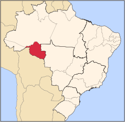 Mapa ilustrando a localização de Rondônia no território brasileiro