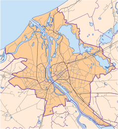 Mapa konturowa Rygi, w centrum znajduje się punkt z opisem „Synagoga Berlina w Rydze”