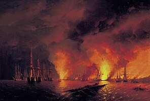 La flotta russa distrugge quella ottomana nella battaglia navale di Sinope 1853