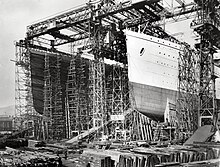 l'Olympic et le Titanic en construction