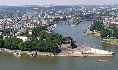 The Moselle River flows into the Rhine/Koblenz