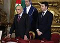 Matteo Renzi ved edsaflæggelsen som premierminister, sammen med præsident Giorgio Napolitano, den 22. februar 2014