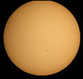 * Nomination The sun. --ComputerHotline 15:43, 9 August 2010 (UTC) * Decline It's a nice sunspot, but the solar disc is cut off at the top, which considering the rest of the disc is in-frame is bad composition. Mattbuck 16:13, 9 August 2010 (UTC)