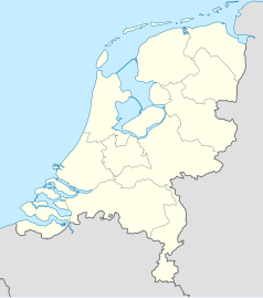 Mapa konturowa Holandii, po lewej znajduje się punkt z opisem „Leidschendam-Voorburg”