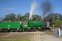 A museum locomotive hauling a tourist train, 2007