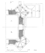 Plan de l'un des clochers de la façade, par Viollet-le-Duc