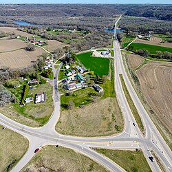 US-18 passes through town and bridges over the Wisconsin River