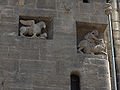 Statues in the wall next to the entrance